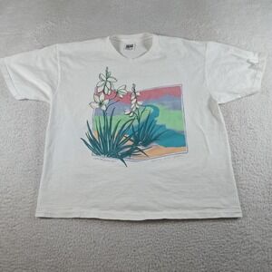 VTG 90s Flowers Graphic Art T Shirt 1991 artworks Anvil Tag Made In USA